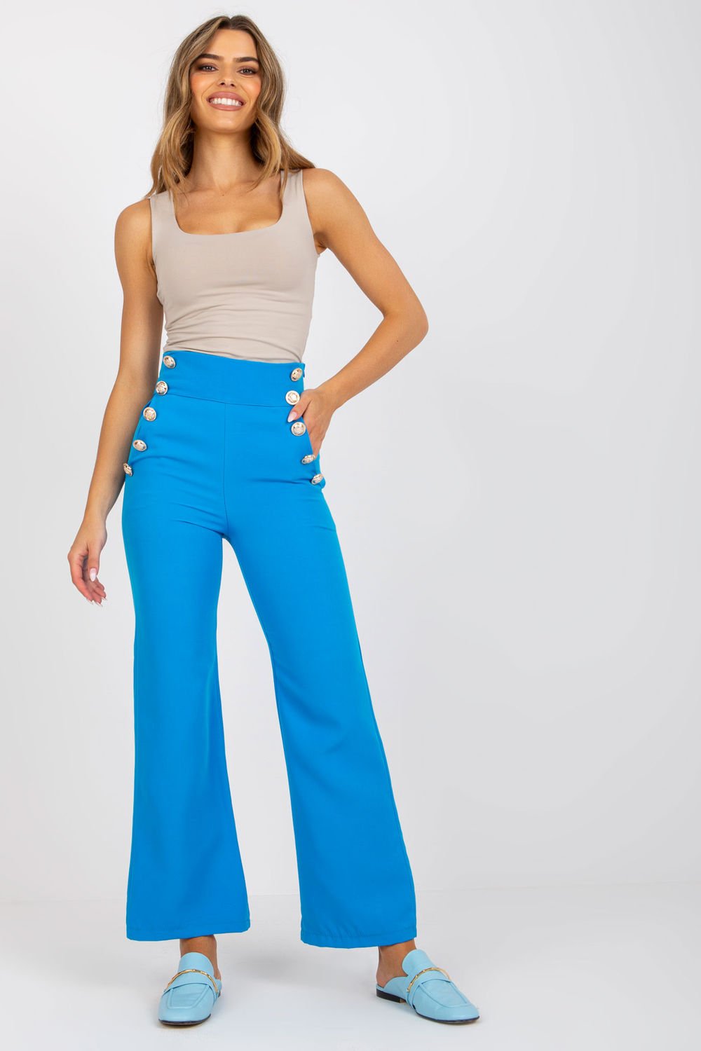 Buy High Waist Suit Pants Decorative Buttons at Strictly Influential