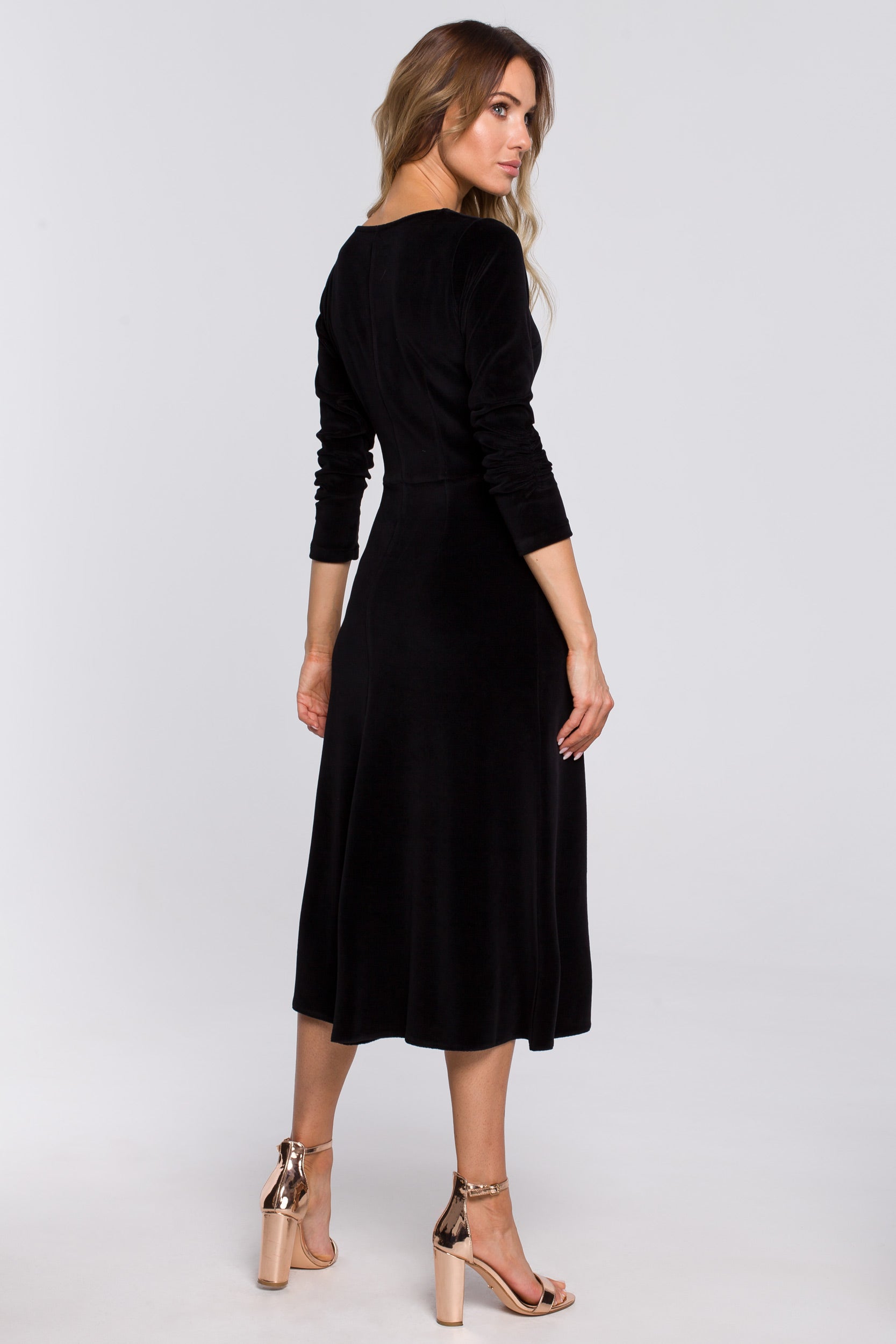 A-line Midi Velvet Dress | Strictly In | Black