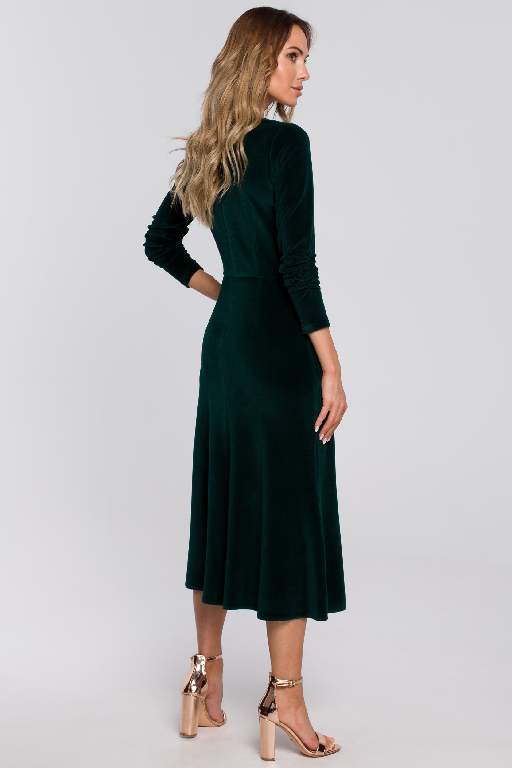 A-line Midi Velvet Dress | Strictly In | Green
