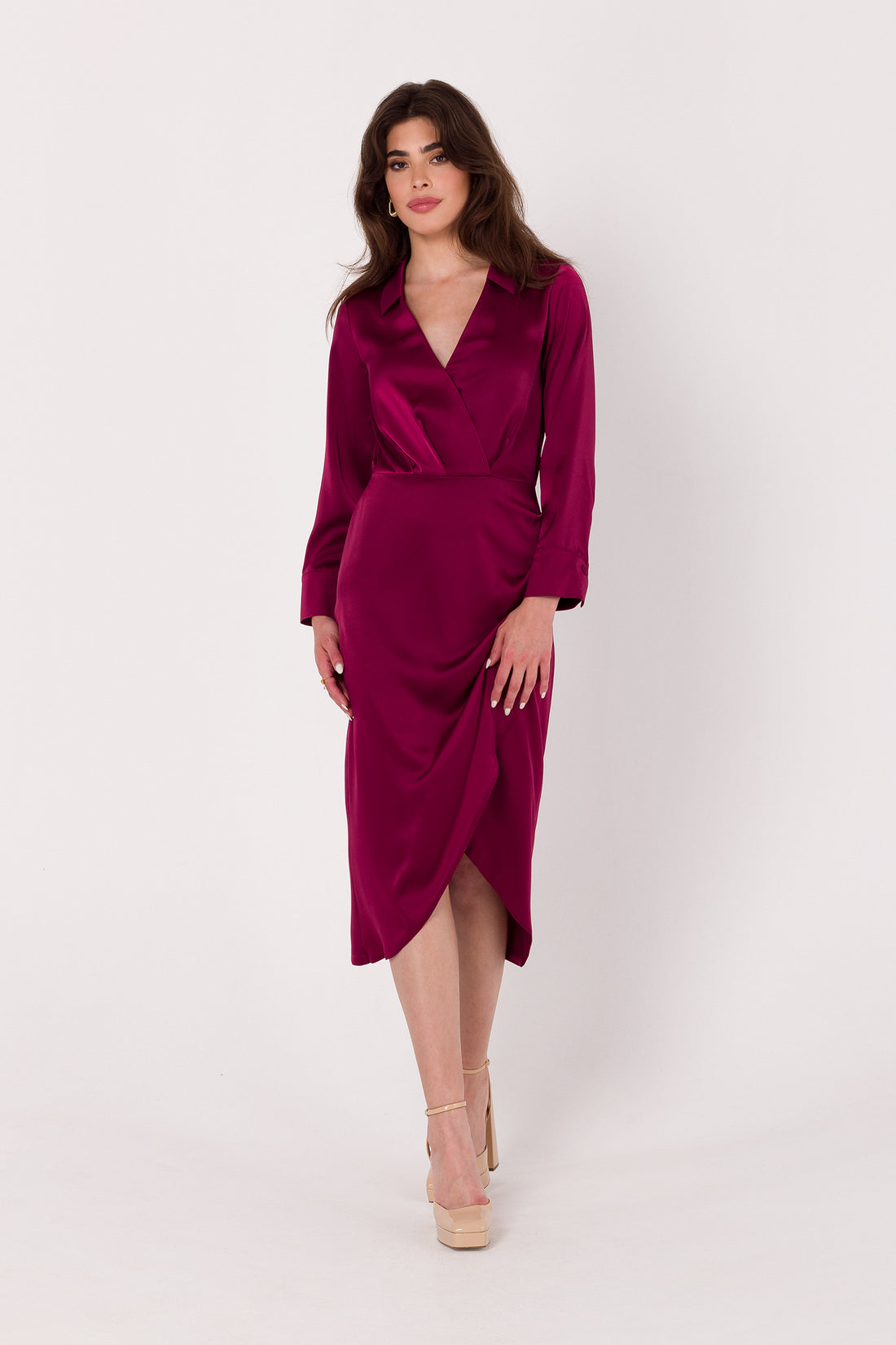 Asymmetric Midi Satin Dress | Strictly In | Dance into the night with our Asymmetric Midi Satin Dress. Crafted from luxurious satin, its unique design adds flair to your party ensemble. Discover a fresh take on festive fashion.