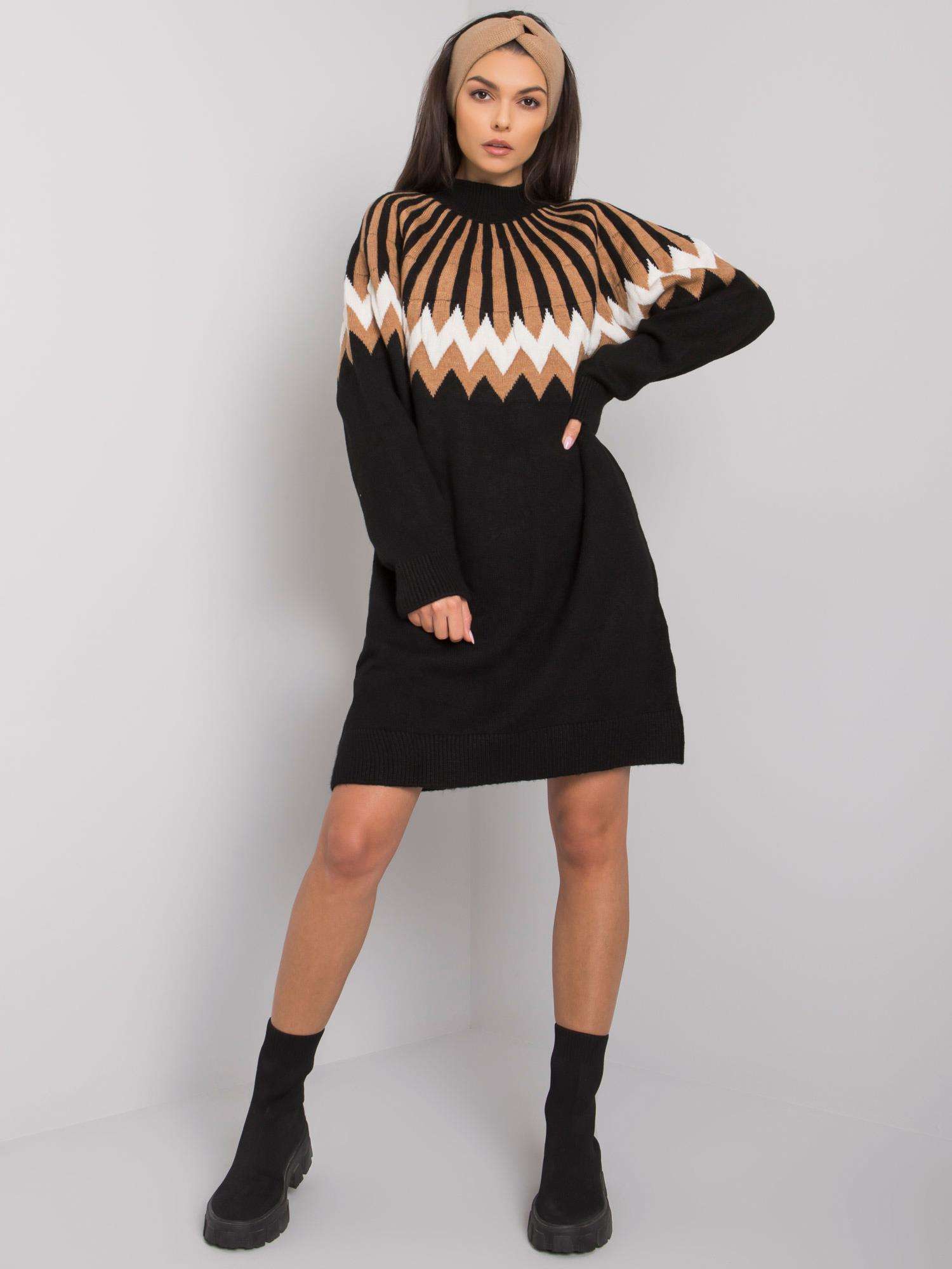 Black Turtleneck Knitted Dress
