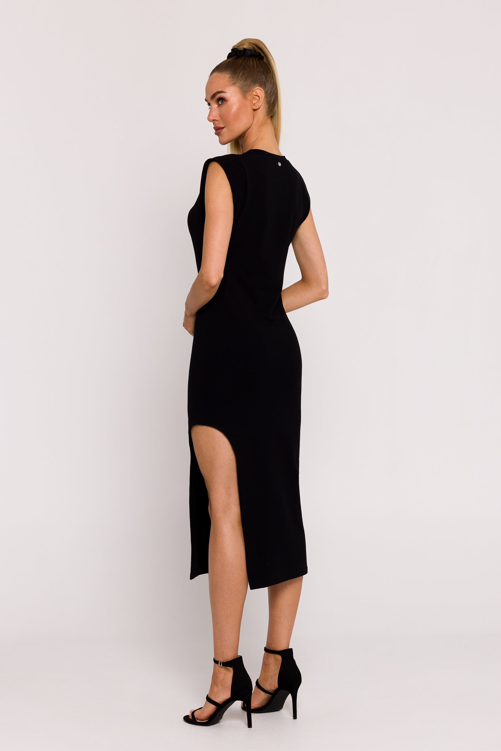 Black Cut Out Midi Sleeveless Dress