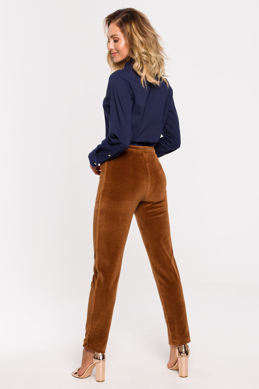 Burnt Orange Trousers Suit Separate. Our newest addition in the trendy captivating hue of burnt orange. Elegant trousers in a soft and smooth stretch cotton-based velour, exceptional for everyday, office, and special occasion styling. 