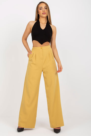 Discover contemporary style with our Butter Color Wide Leg Pleated Trousers. These trendy trousers boast a wide-leg design and classic pleats, offering a timeless yet modern look. The unique butter color adds a distinctive touch, making them versatile for any occasion. Explore your fashion options today.