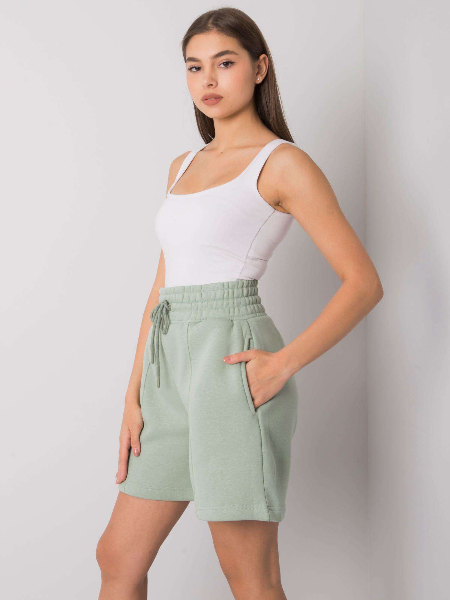 Baumwoll-Shorts mit hohem Bund Mint