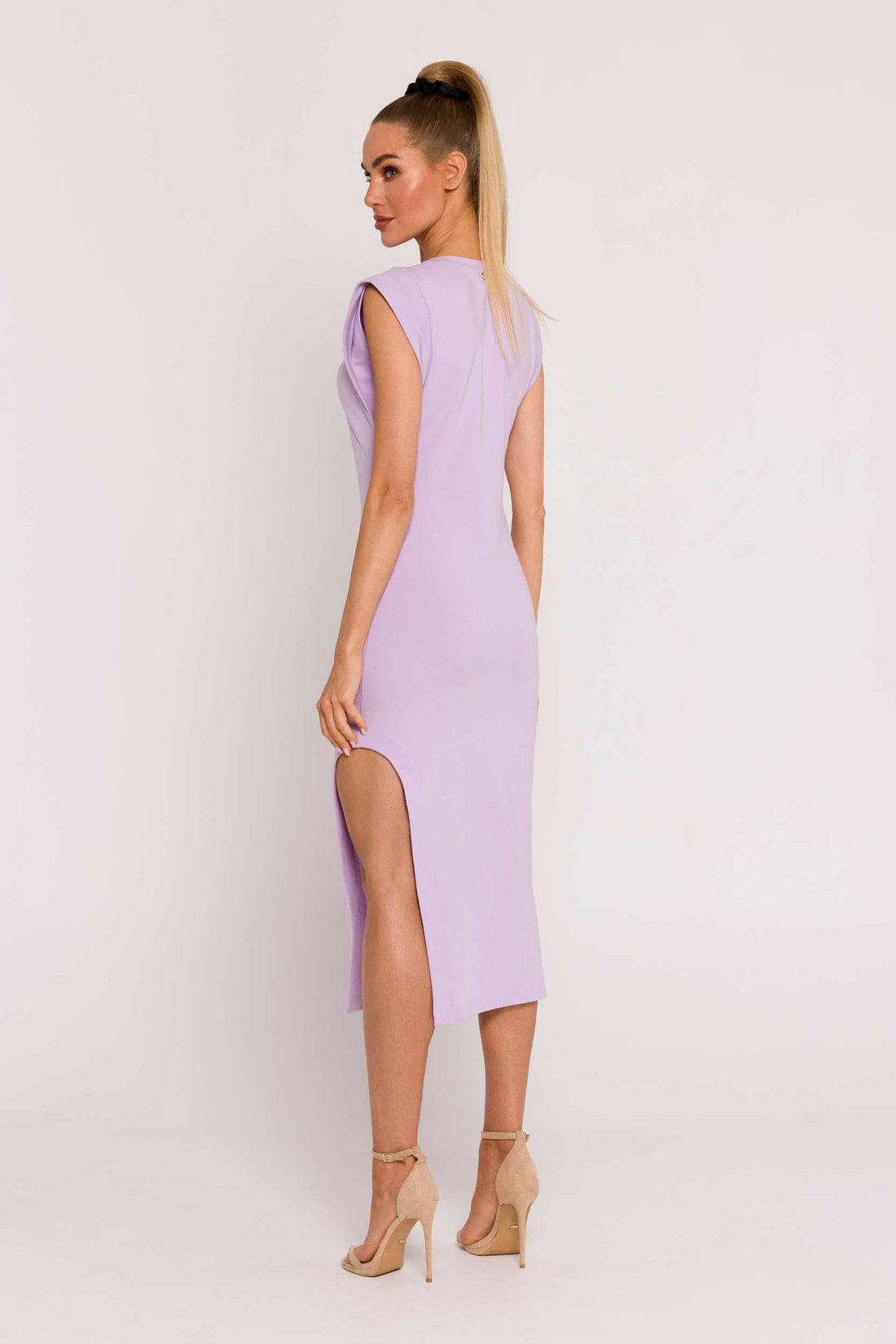 Cut Out Midi Sleeveless Dress Lavender