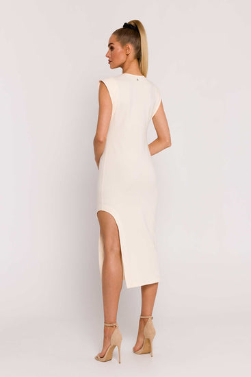 Cut Out Midi Sleeveless Dress White