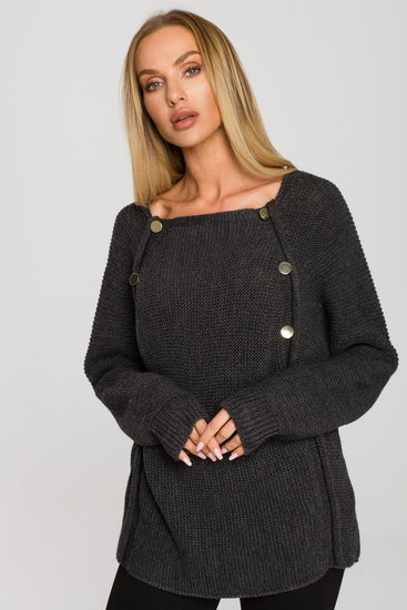 Golden Button Sweater | Strictly In | Stay snug and stylish in our knit Golden Button Sweater featuring chic golden buttons. A perfect blend of warmth and elegance for your winter wardrobe.