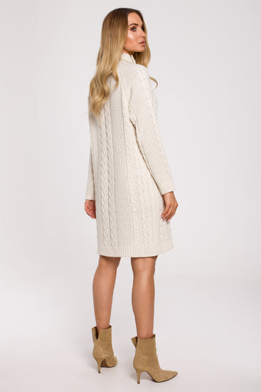 High Neck Knit Sweater Dress | Strictly In | Embrace winter with our elegant High Neck Knit Sweater Dress. Featuring a high neck adorned with golden buttons, this cozy knit dress seamlessly combines style and comfort for a sophisticated look during the cold season.