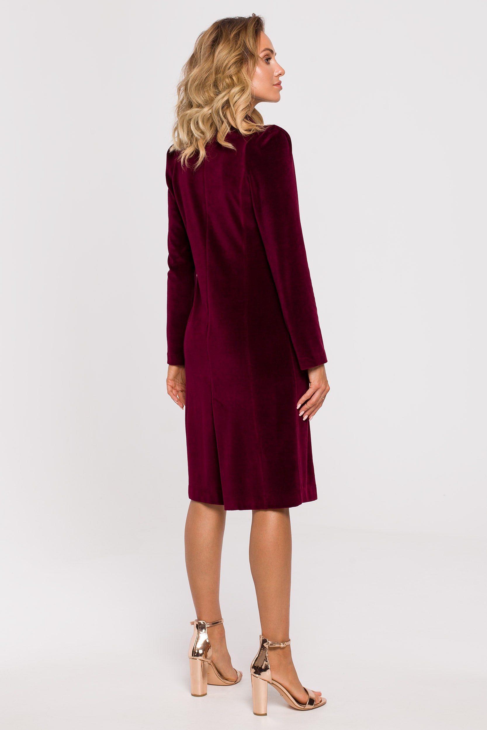 Midi Velvet Blazer Dress | Strictly In | Wine Red
