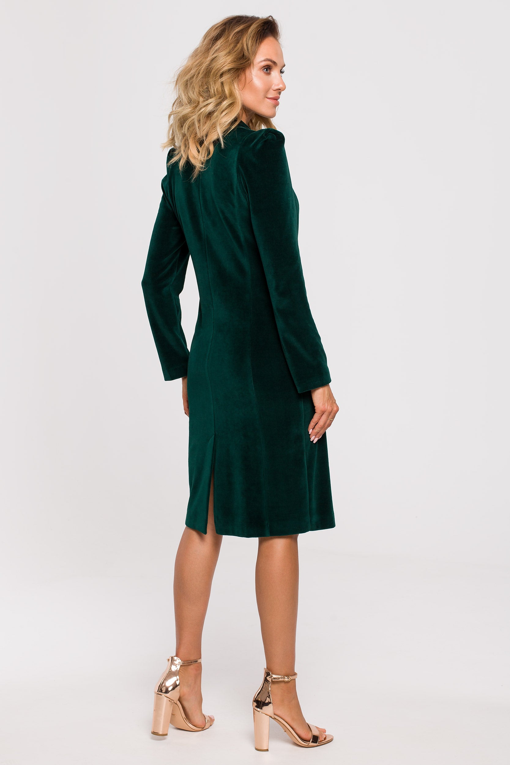 Midi Velvet Blazer Dress | Strictly In | Green