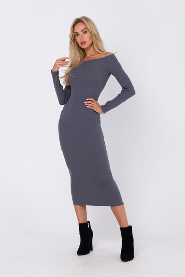 Off-Shoulder Midi Bodycon Dress - Stylish Comfort | Strictly In