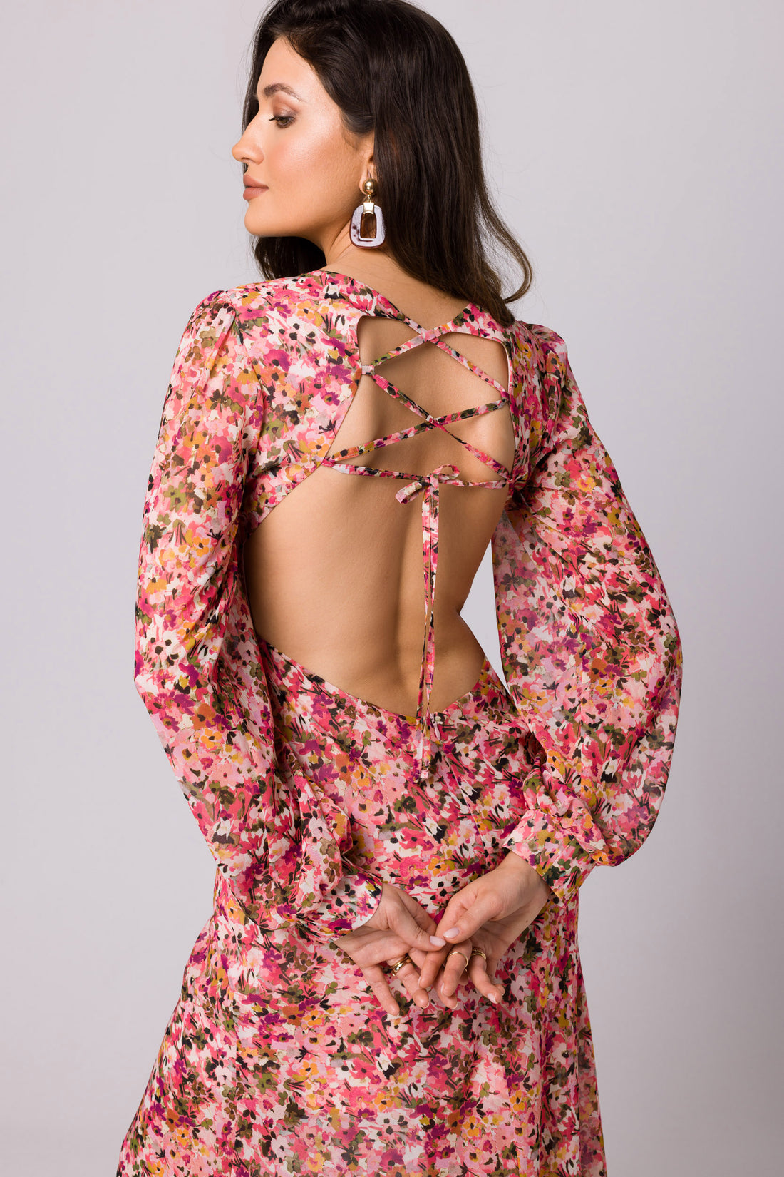 Open Back Floral Maxi Dress