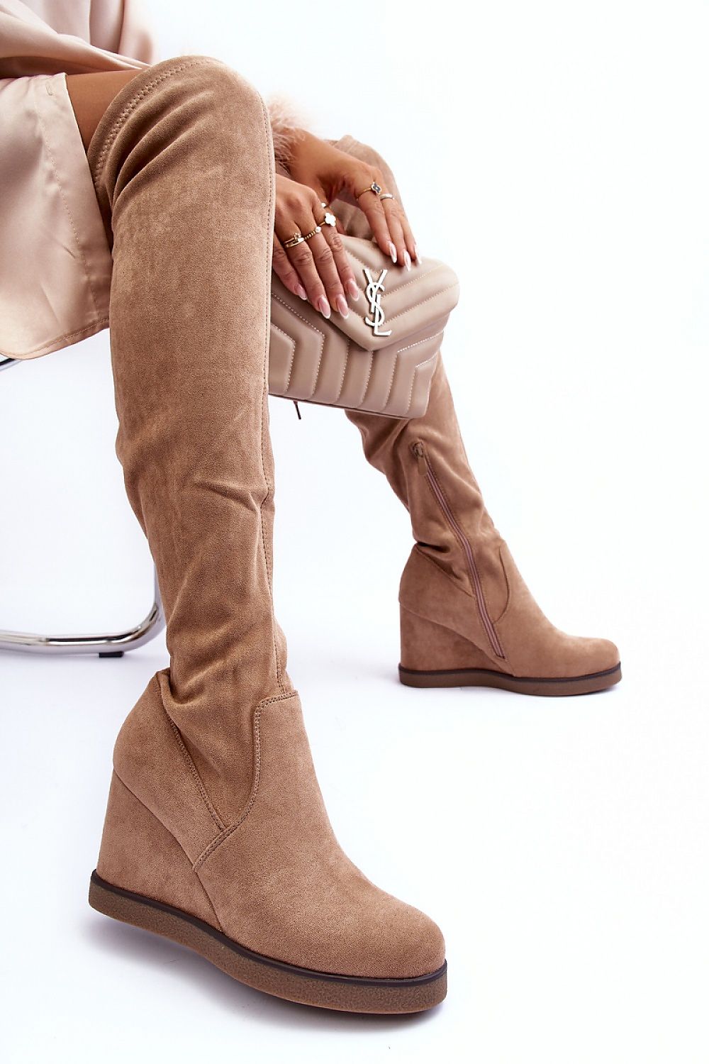 Over The Knee Suede Boots Brown