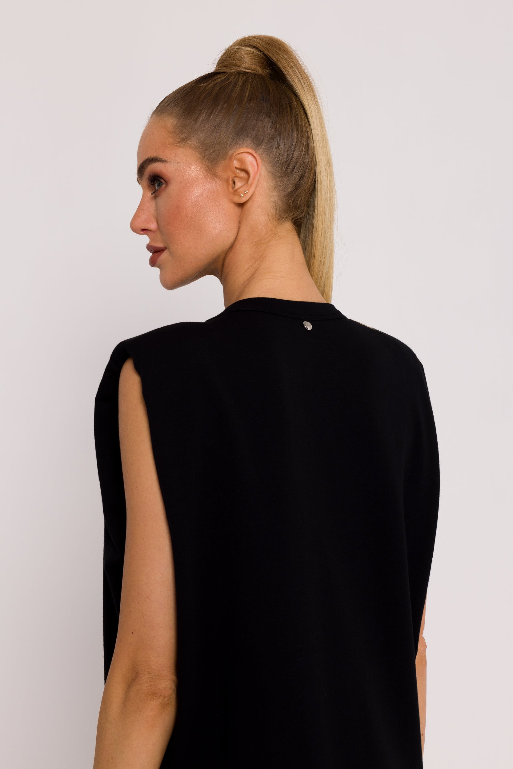 Padded Shoulder Maxi Dress Black