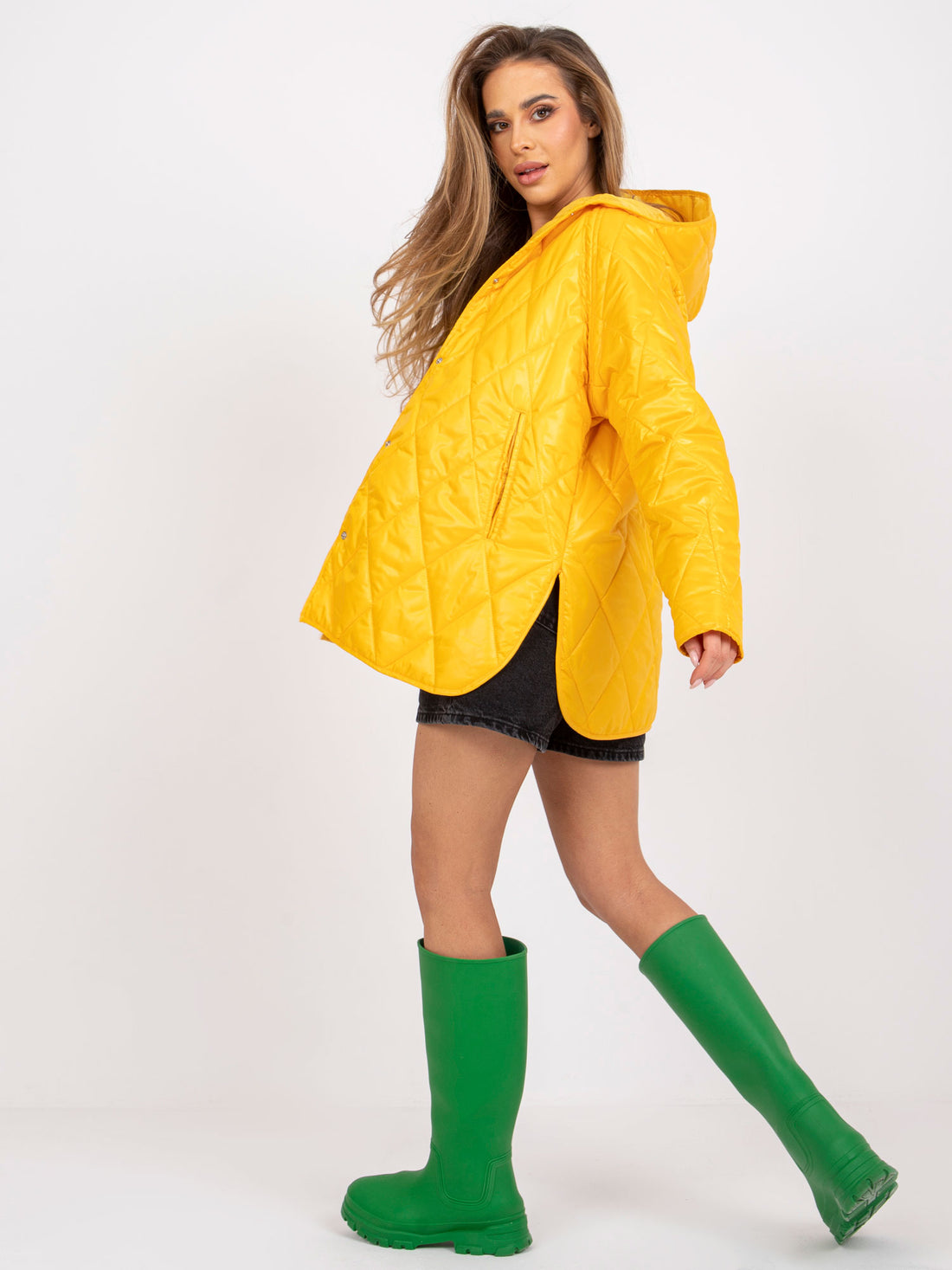 Quilted Jacket with Hood Transitional Yellow