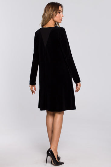 Relaxed Fit Mini Velvet Dress | Strictly In | Black