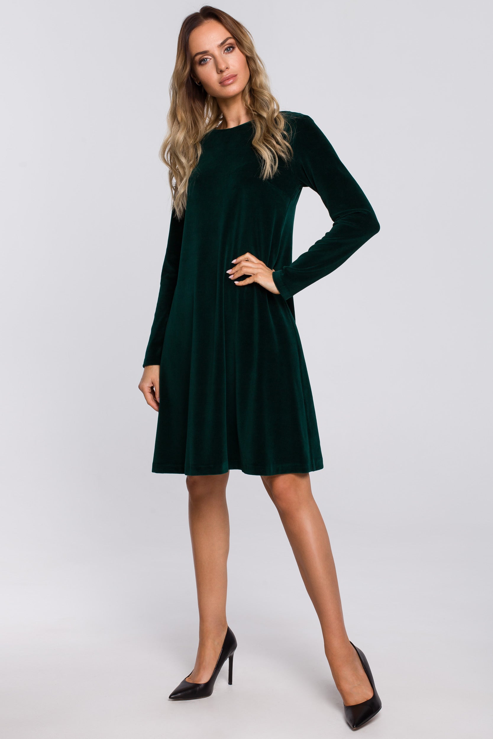 Relaxed Fit Mini Velvet Dress | Strictly In | Green
