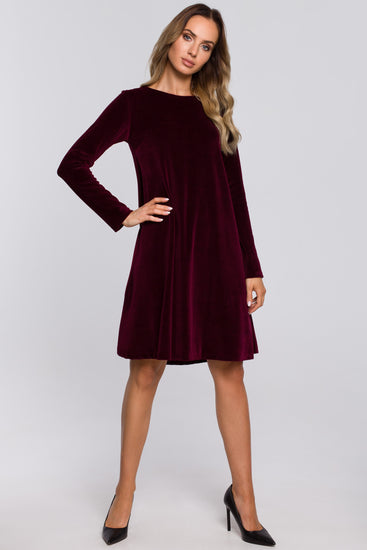Relaxed Fit Mini Velvet Dress | Strictly In | Wine Red