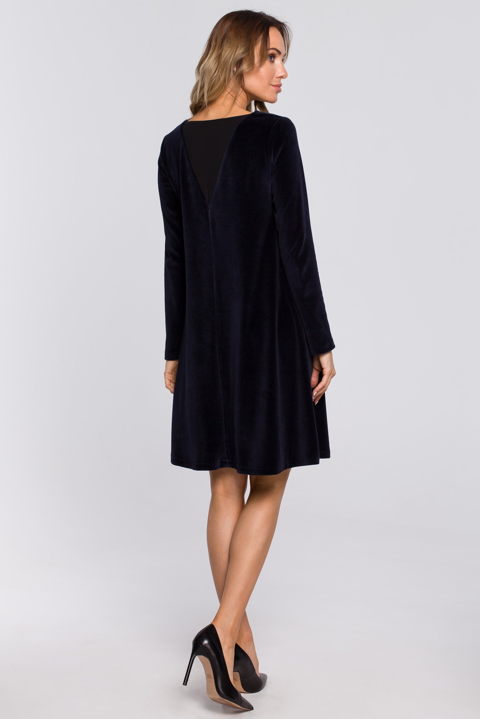 Relaxed Fit Mini Velvet Dress | Strictly In | Night Blue