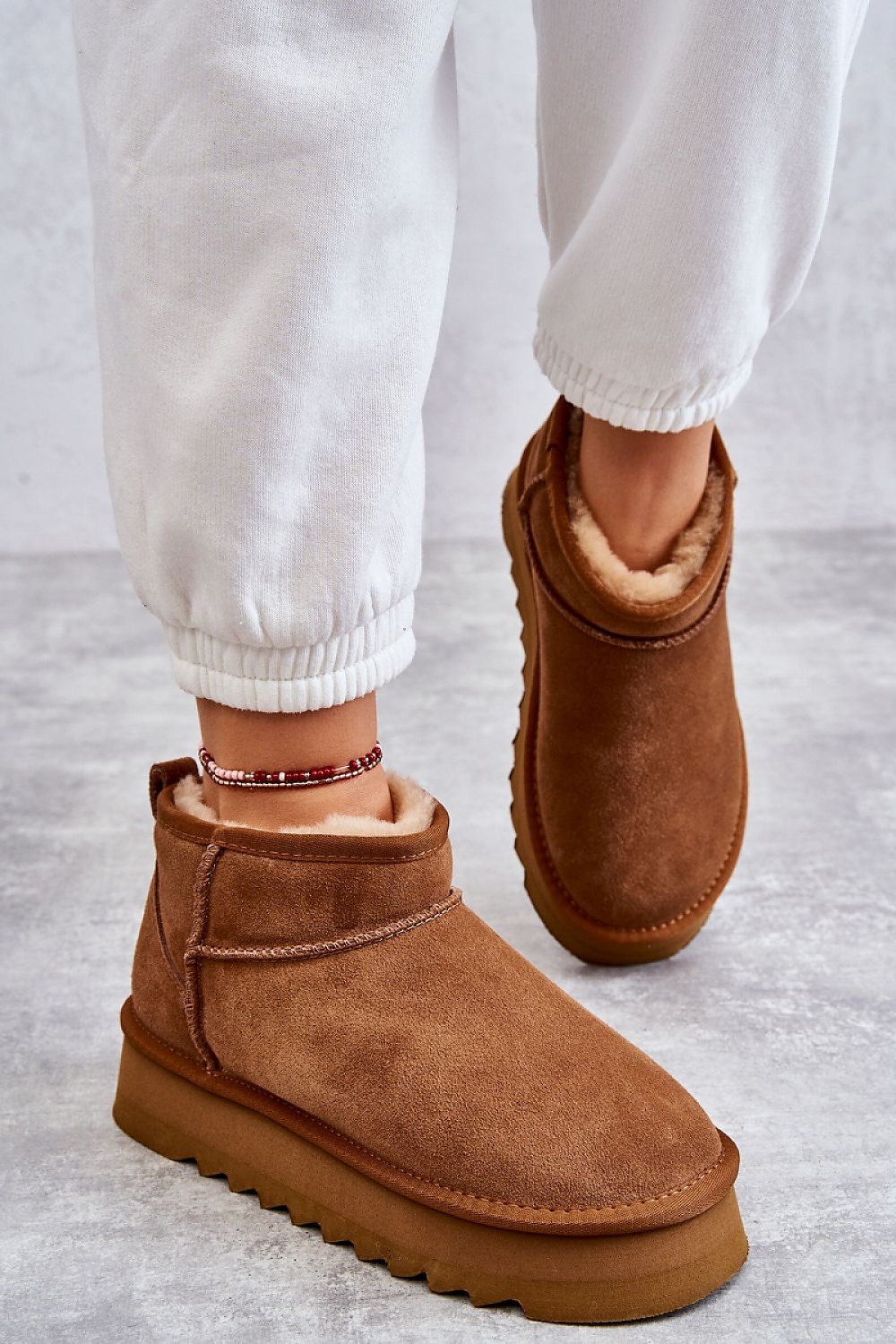 Sheepskin Boots Natural Suede Leather