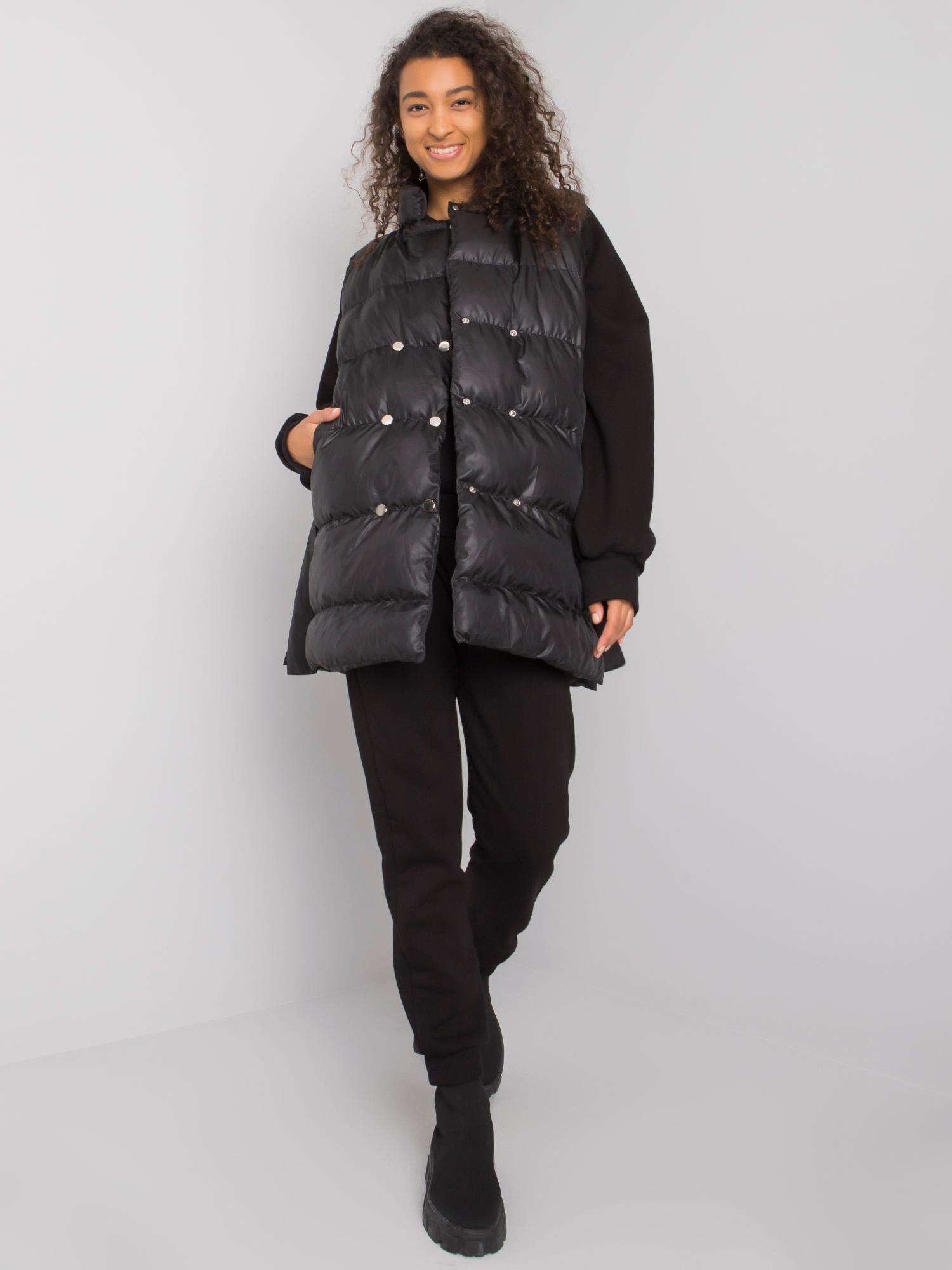Three Piece Joggers Set with Puffer Vest Black
