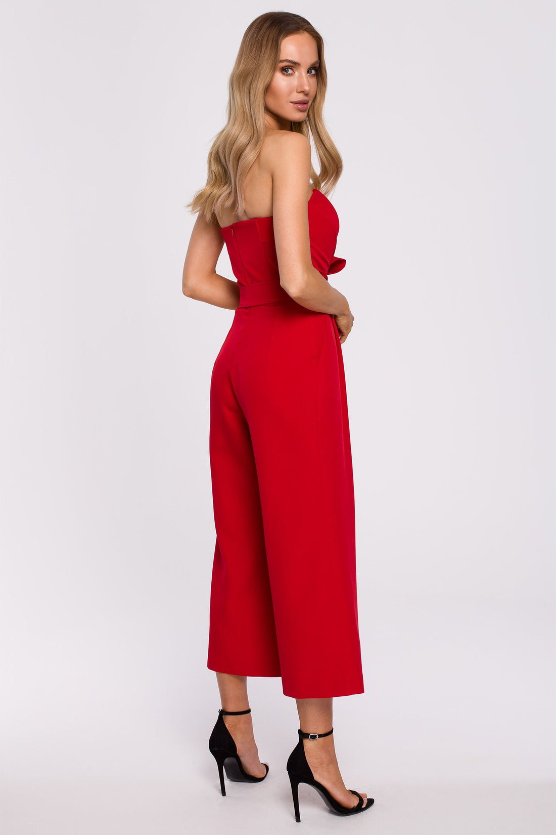 Tie Bow Cropped Strapless Jumpsuit