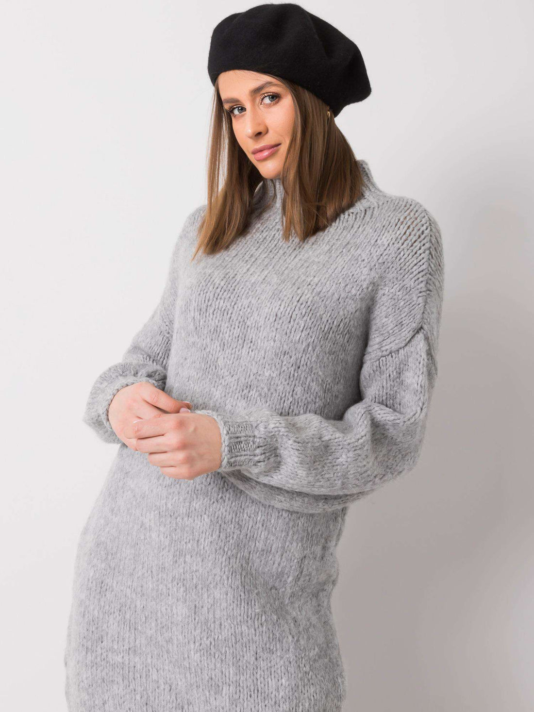 Turtleneck Grey Knitted Dress