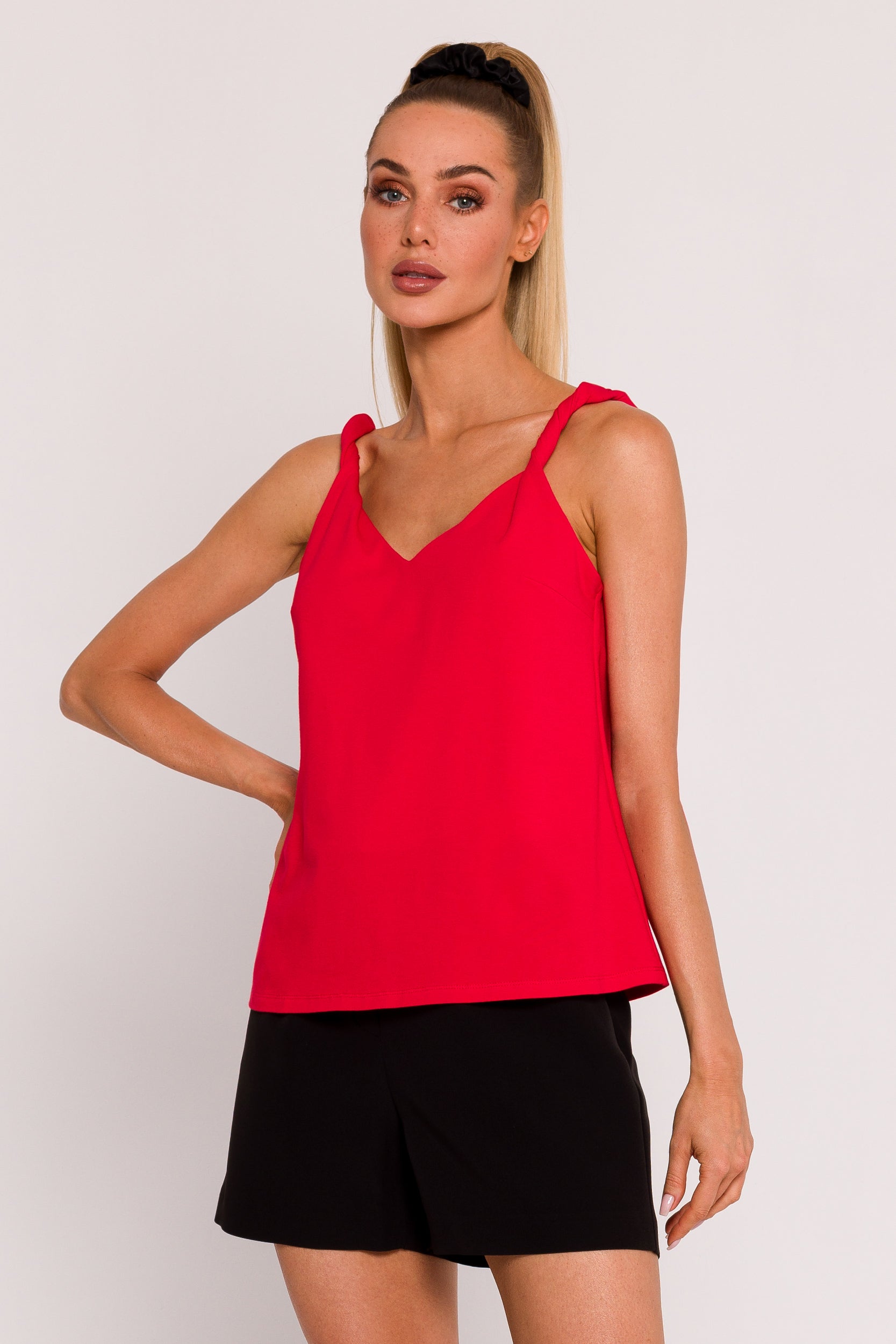 Twisted Strap Tank Top Red