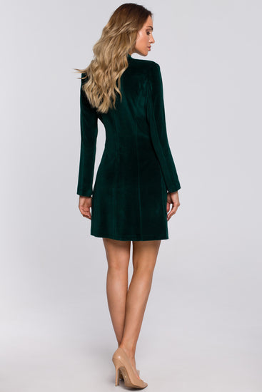 Luxurious Green Velvet Mini Dress - Blazer Dress | Strictly Influential