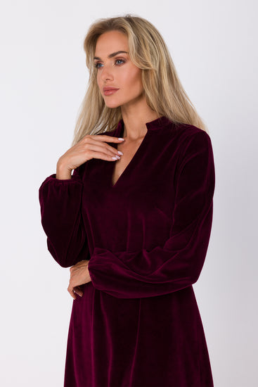 Velvet Mini Dress V-neck | Strictly In  Perfect for casual outings or evening events, pair it with ankle boots for a laid-back vibe or strappy heels for a more polished look.