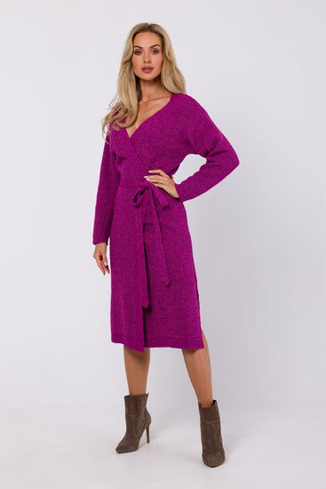 Tie-Waist Wrap Sweater Dress - Relaxed Elegance | Strictly In