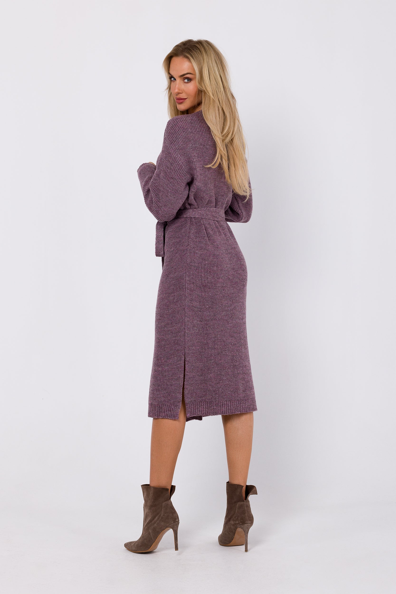 Tie-Waist Wrap Sweater Dress - Relaxed Elegance | Strictly In
