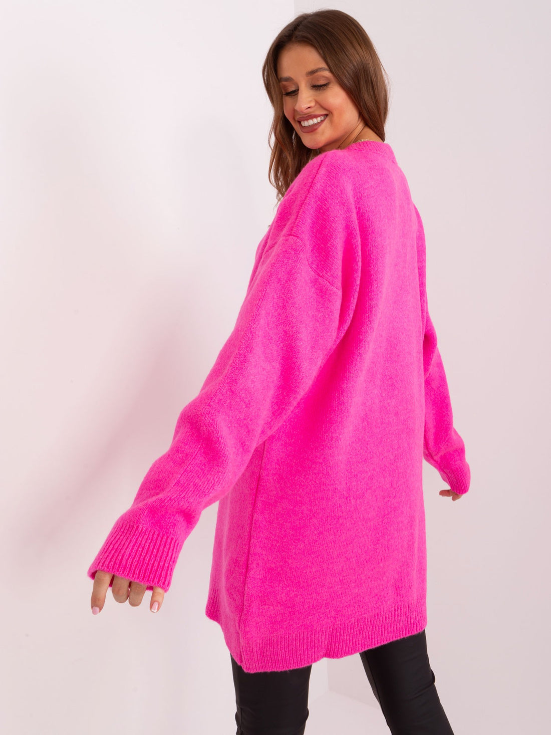 Sweater Dress Mini Hot Pink