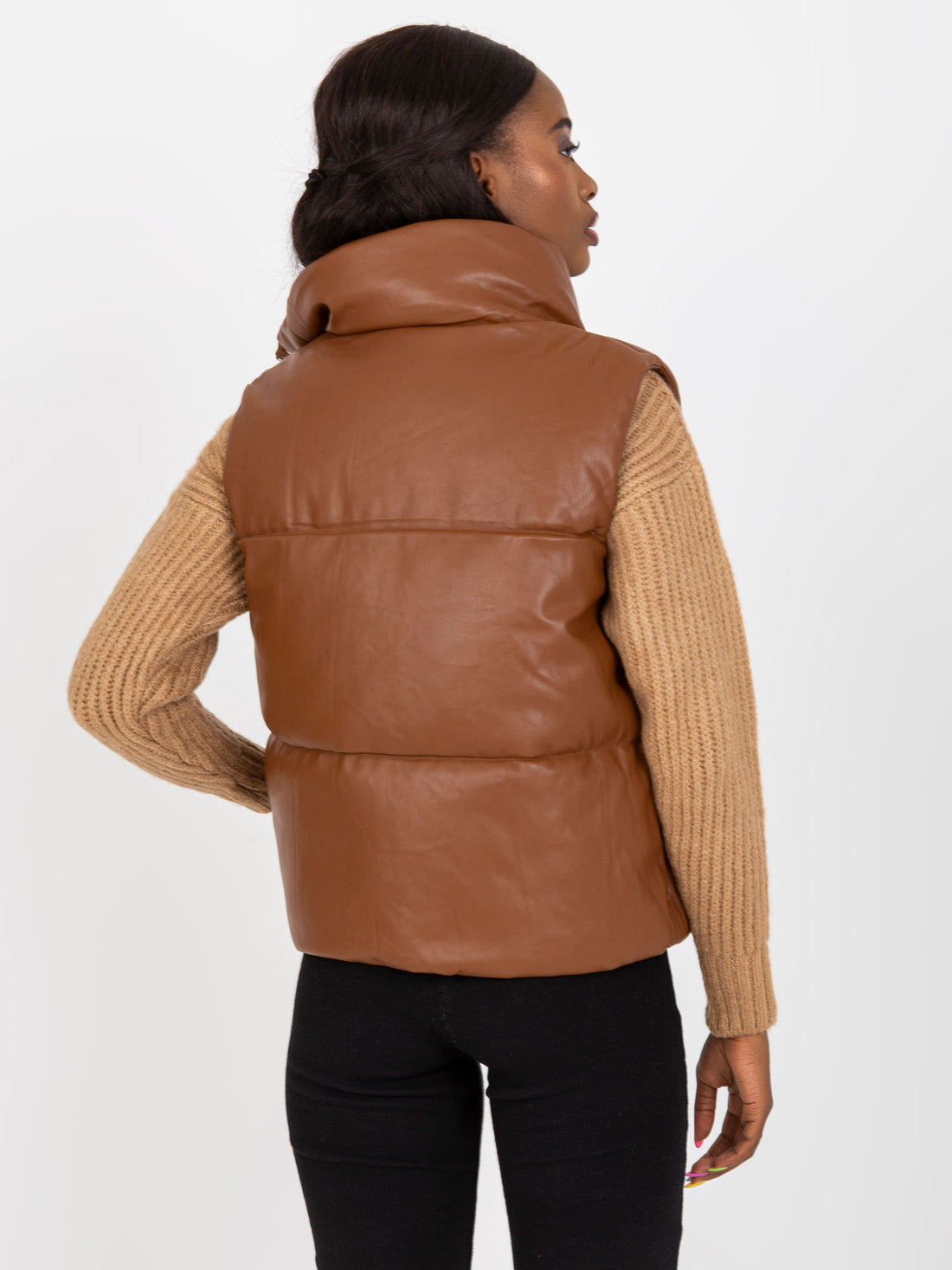 Quilted Cropped Faux Leather Vest