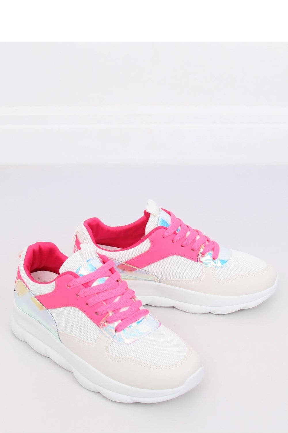 Lace-up Pink Holographic Sneakers