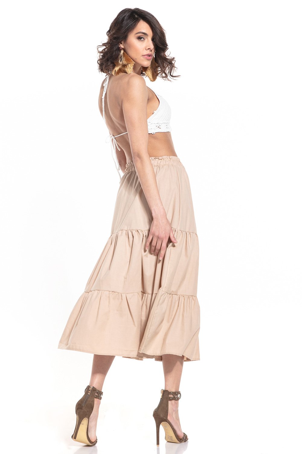 Cotton Tiered Long Skirt