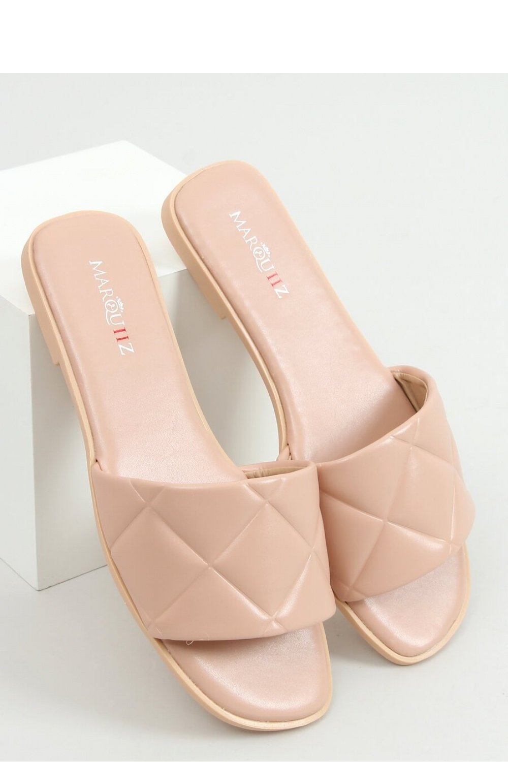 Quilted Beige Flat Sandals