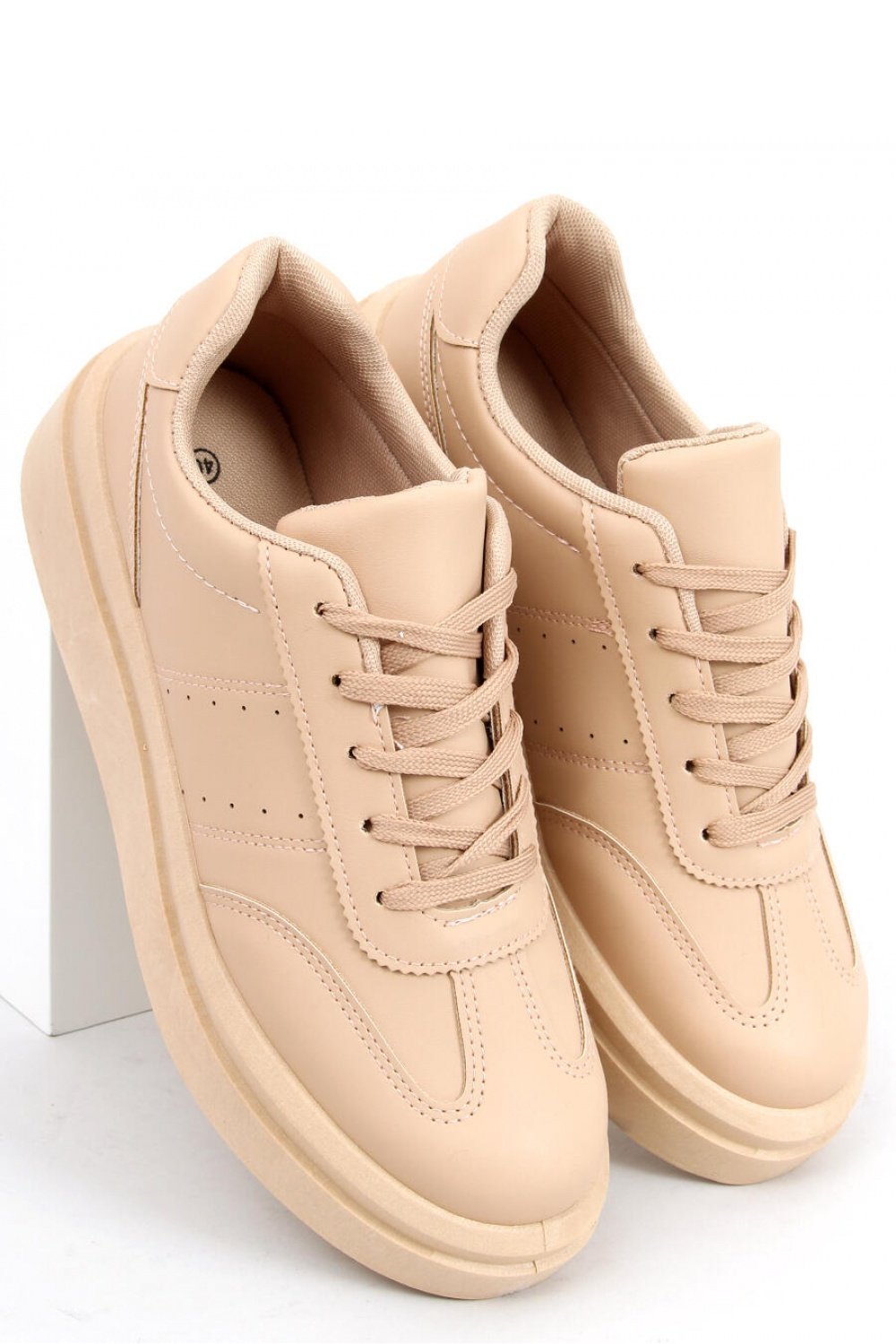 Beige Lace-up Sneakers