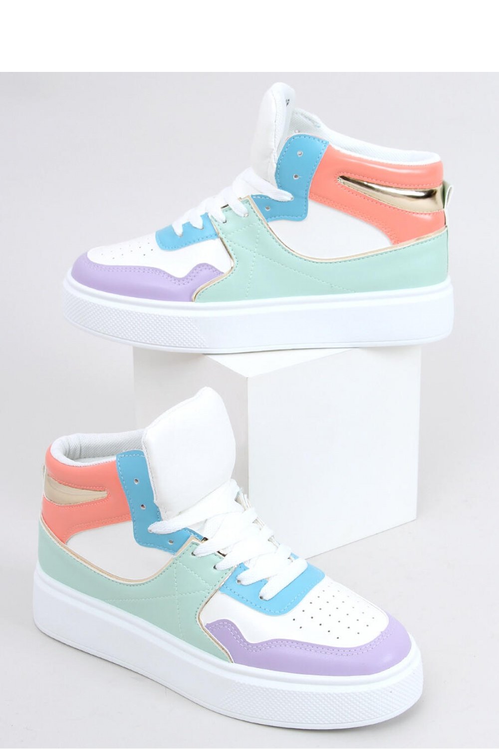 Multicolored Lace-up Ankle Sneakers