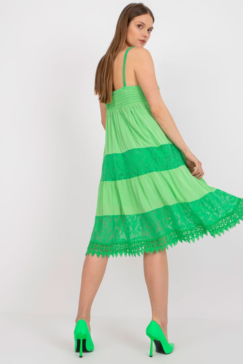 Green Summer Dress Openwork