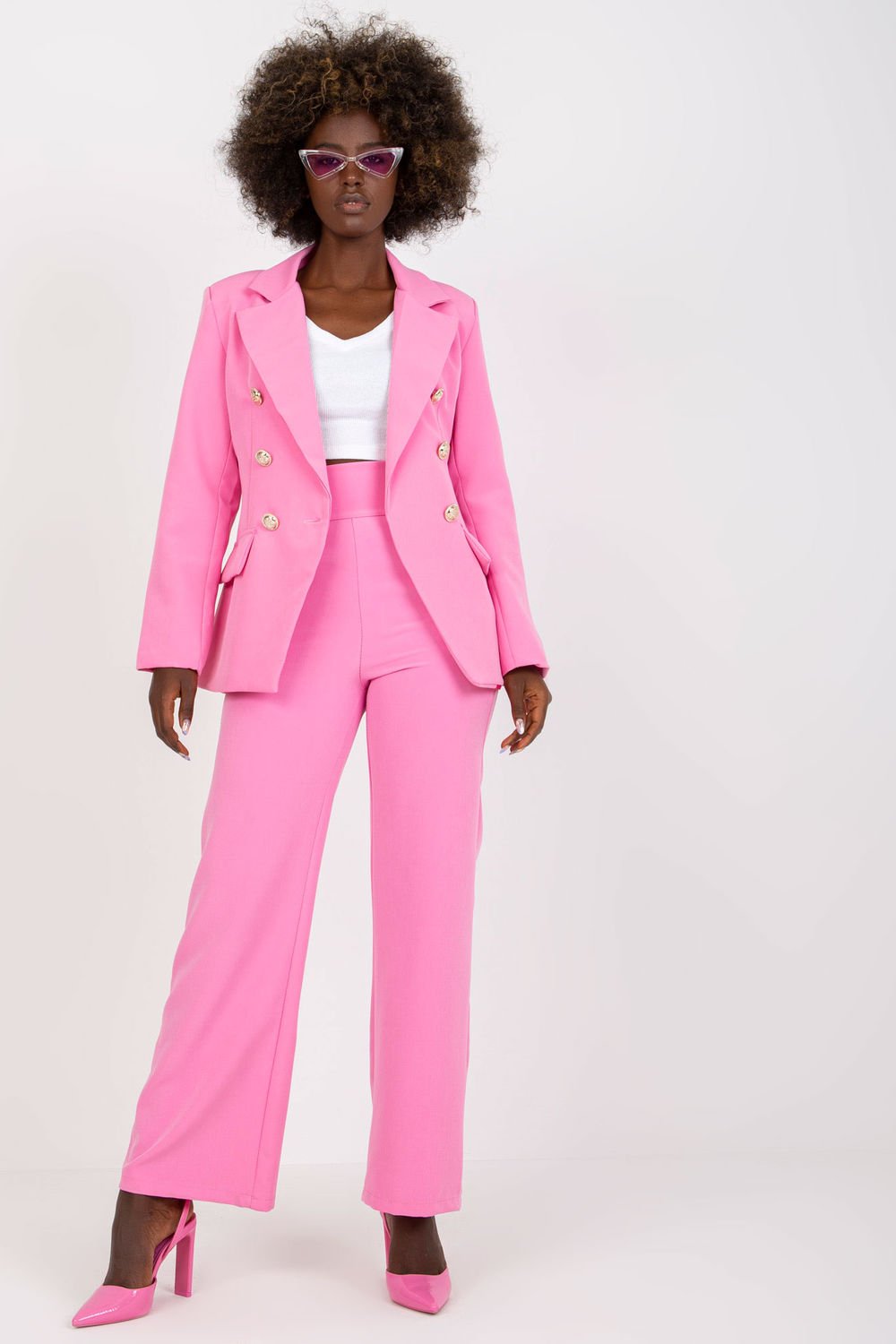 Pink Double Breasted Suit Blazer