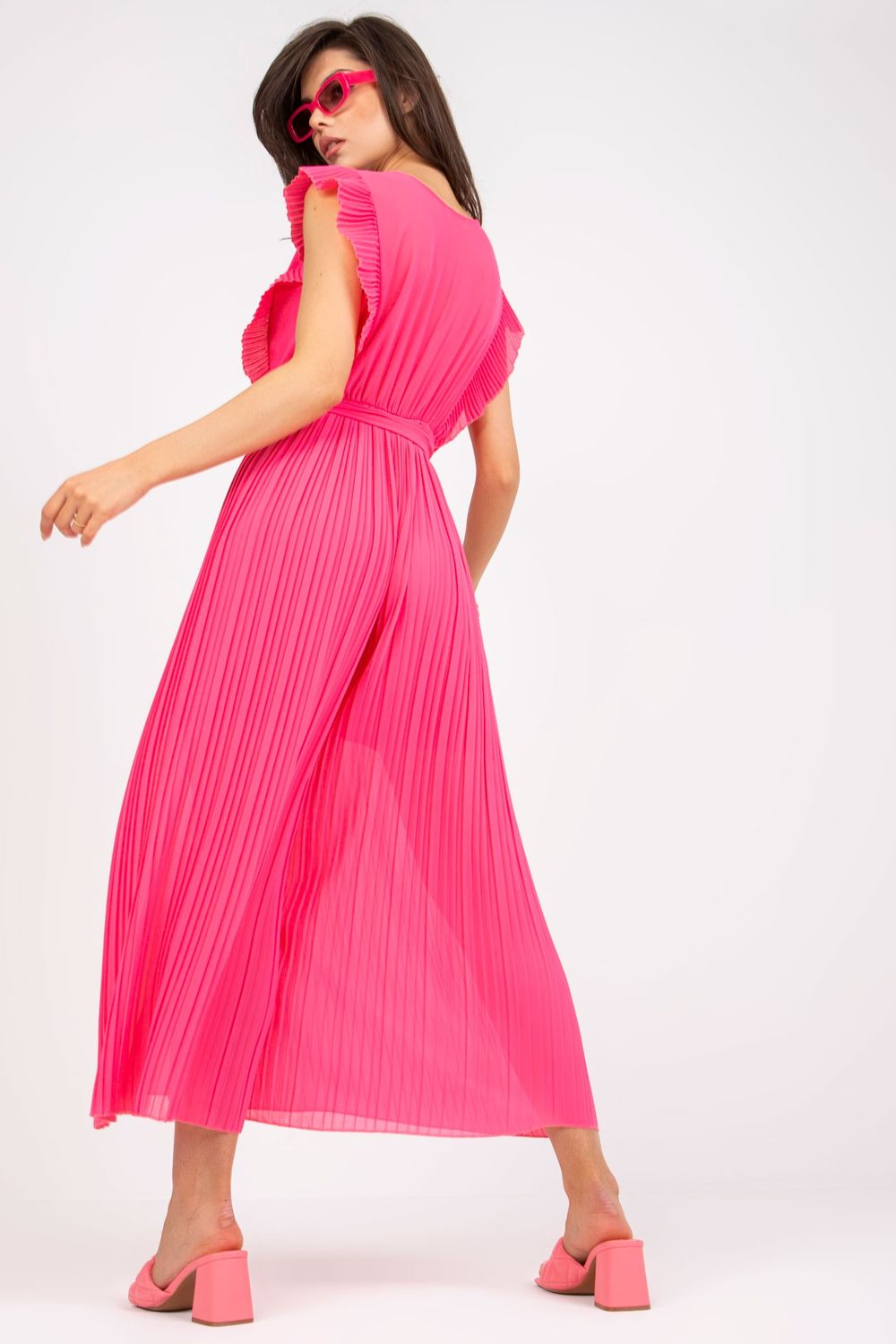 Hot Pink Pleated Jumpsuit