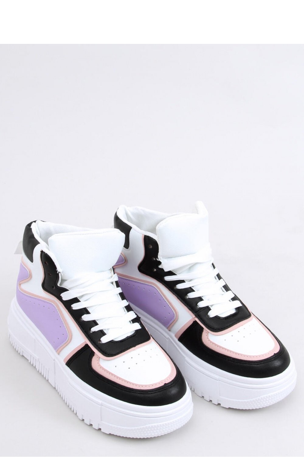 Lilac Black High Sole Ankle Sneakers