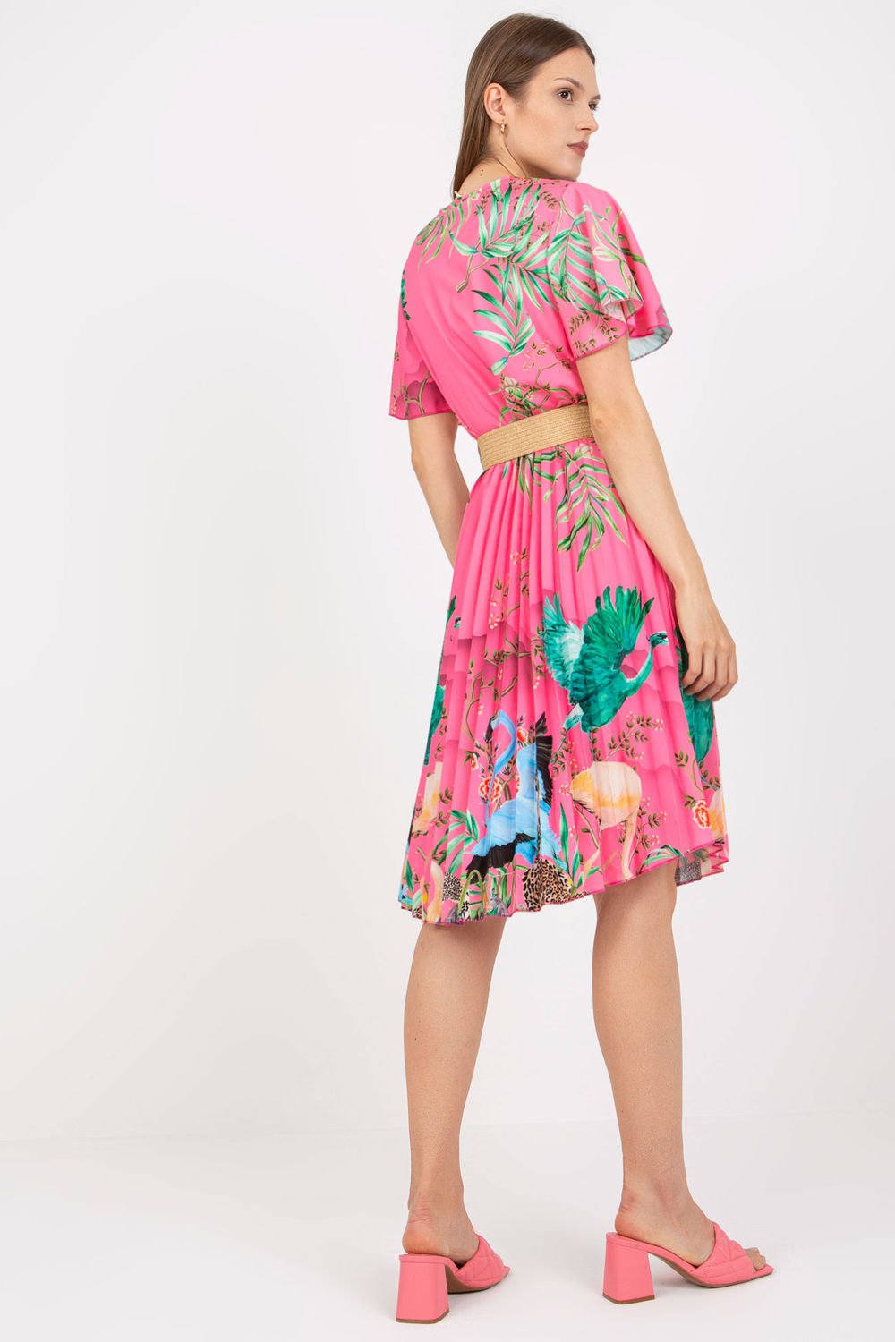 Floral Dress with Braided Belt