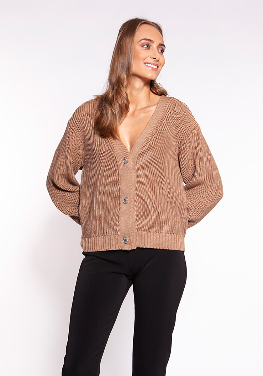 V-neck Knit Cardigan with Buttons