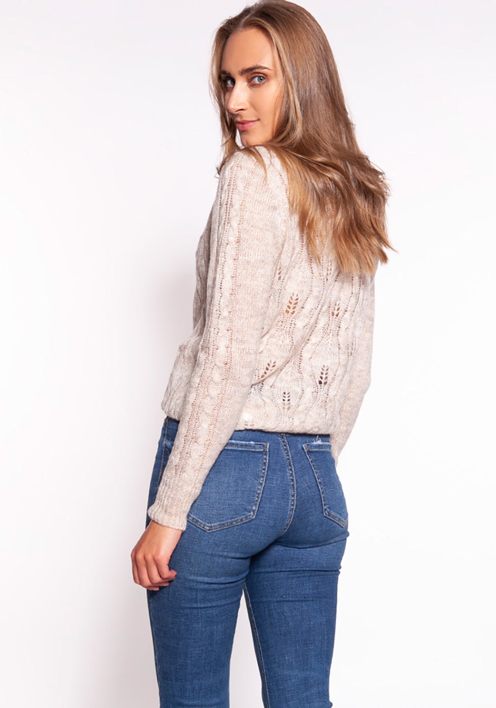 Openwork Knit Jumper with Buttons