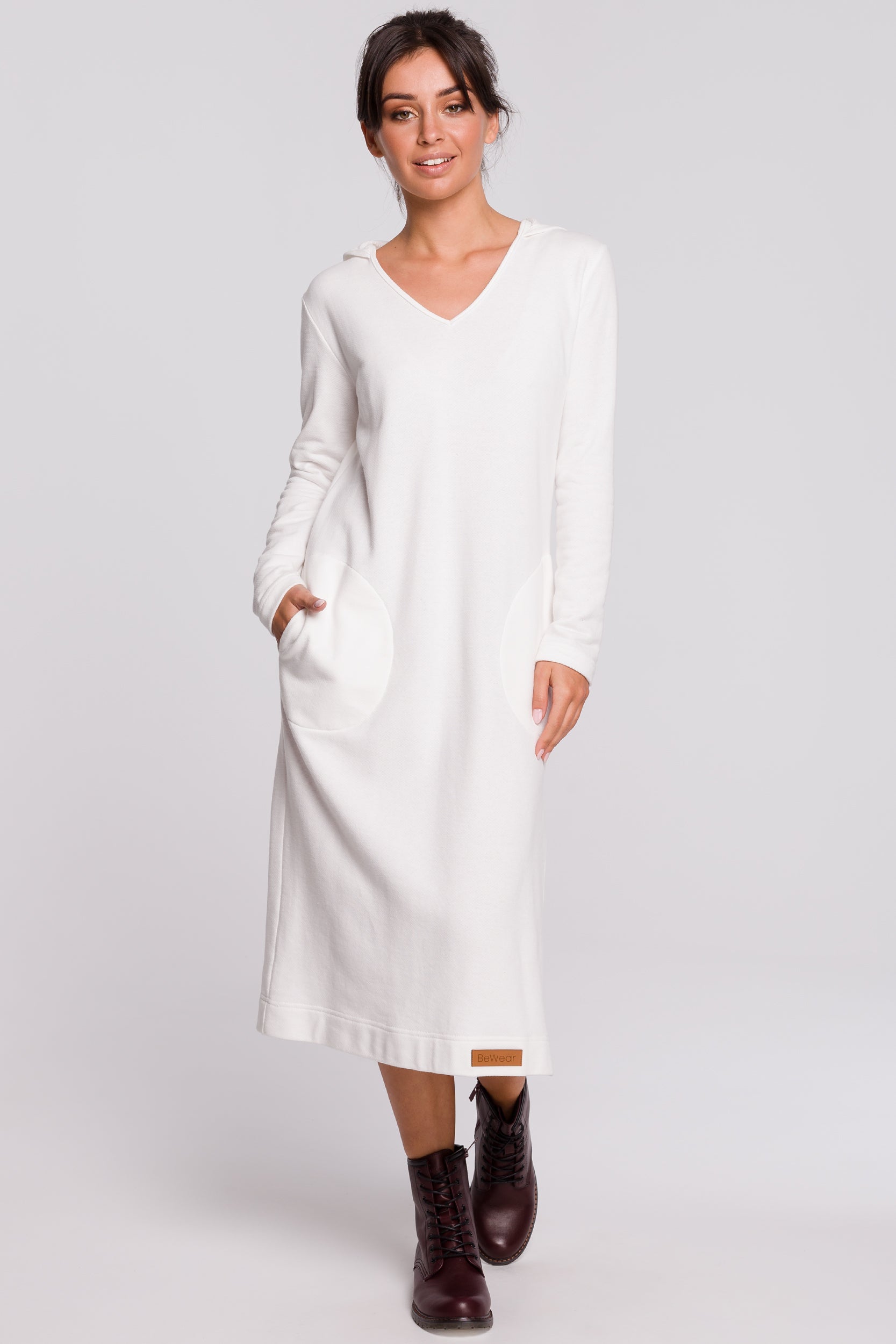 Cotton Maxi Hooded Dress White