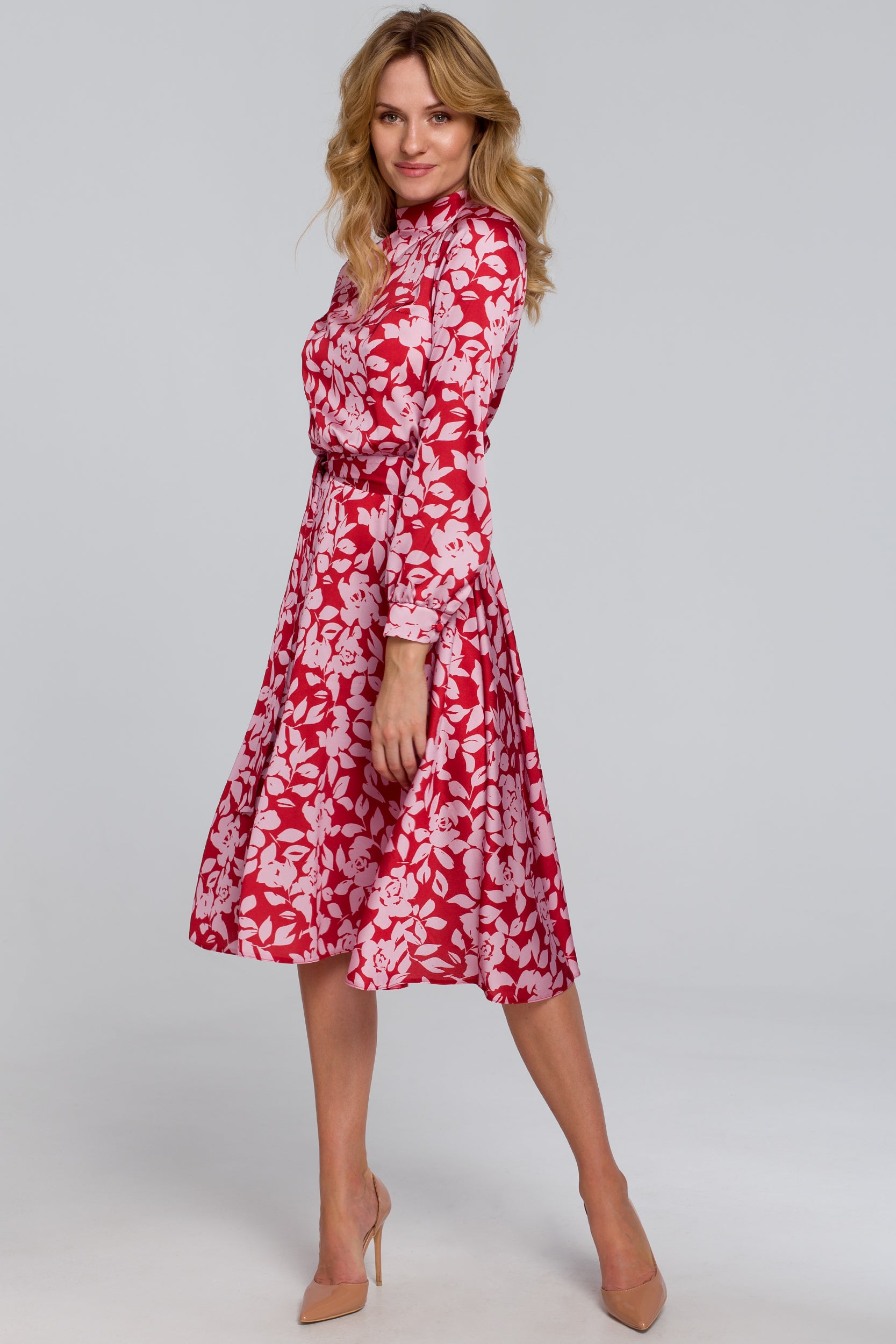 Floral Print Midi Dress with Open Back