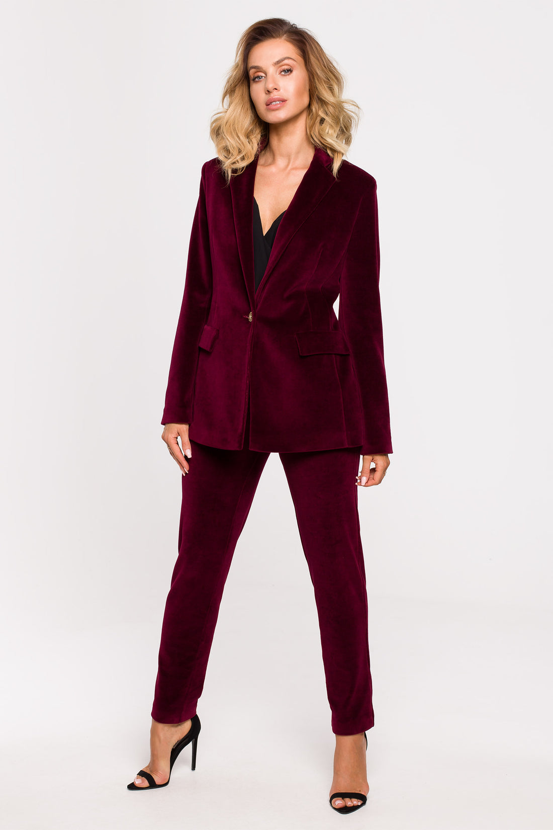 Wine Red Velvet Trousers Suit Separate
